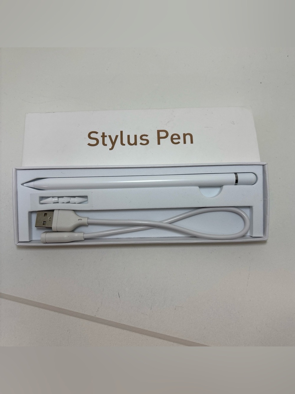 White Stylus Pen with USB Cable and Extra Tips